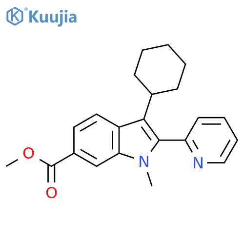1H-Indole-6-carboxylic acid, 3-cyclohexyl-1-methyl-2-(2-pyridinyl)-,methyl ester structure