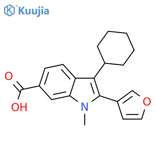 1H-Indole-6-carboxylic acid, 3-cyclohexyl-2-(3-furanyl)-1-methyl- structure