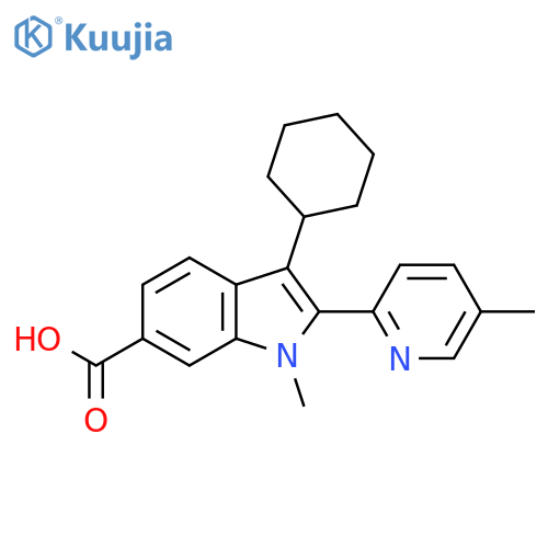 1H-Indole-6-carboxylic acid,3-cyclohexyl-1-methyl-2-(5-methyl-2-pyridinyl)- structure