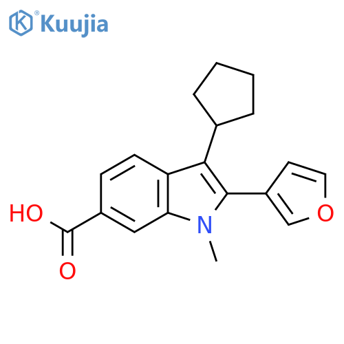 1H-Indole-6-carboxylic acid, 3-cyclopentyl-2-(3-furanyl)-1-methyl- structure