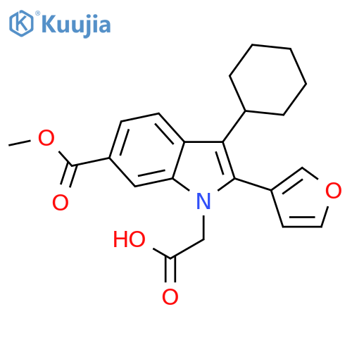 1H-Indole-1-acetic acid, 3-cyclohexyl-2-(3-furanyl)-6-(methoxycarbonyl)- structure