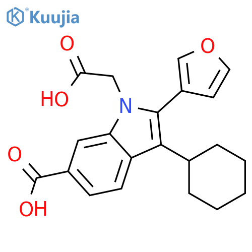 1H-Indole-1-acetic acid, 6-carboxy-3-cyclohexyl-2-(3-furanyl)- structure