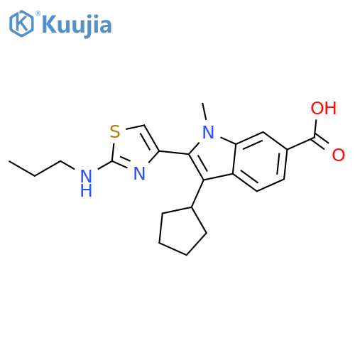 1H-Indole-6-carboxylic acid,3-cyclopentyl-1-methyl-2-[2-(propylamino)-4-thiazolyl]- structure