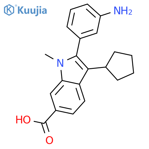 1H-Indole-6-carboxylic acid, 2-(3-aminophenyl)-3-cyclopentyl-1-methyl- structure