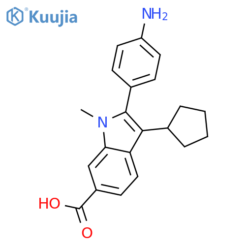 1H-Indole-6-carboxylic acid, 2-(4-aminophenyl)-3-cyclopentyl-1-methyl- structure