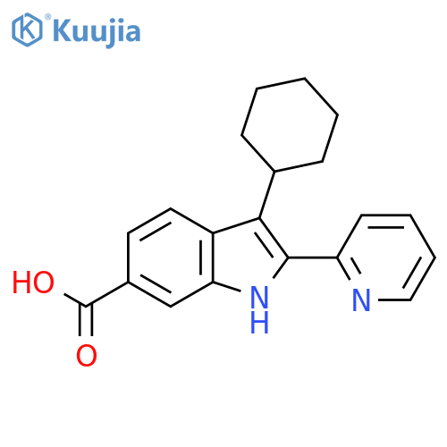 1H-Indole-6-carboxylic acid, 3-cyclohexyl-2-(2-pyridinyl)- structure