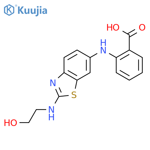 Benzoic acid, 2-[[2-[(2-hydroxyethyl)amino]-6-benzothiazolyl]amino]- structure