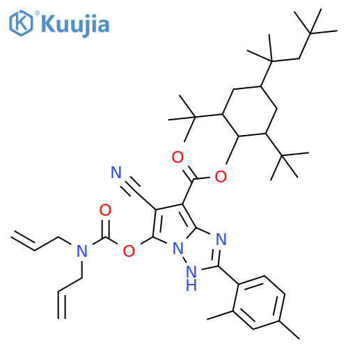 1H-Pyrrolo[1,2-b][1,2,4]triazole-7-carboxylic acid,6-cyano-2-(2,4-dimethylphenyl)-5-[[(di-2-propenylamino)carbonyl]oxy]-,2,6-bis(1,1-dimethylethyl)-4-(1,1,3,3-tetramethylbutyl)cyclohexyl ester structure
