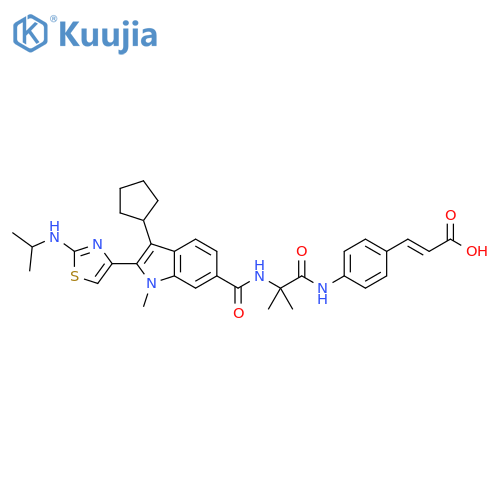 2-Propenoic acid,3-[4-[[2-[[[3-cyclopentyl-1-methyl-2-[2-[(1-methylethyl)amino]-4-thiazolyl]-1H-indol-6-yl]carbonyl]amino]-2-methyl-1-oxopropyl]amino]phenyl]-,(2E)- structure