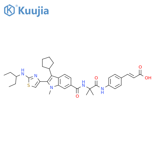 2-Propenoic acid,3-[4-[[2-[[[3-cyclopentyl-2-[2-[(1-ethylpropyl)amino]-4-thiazolyl]-1-methyl-1H-indol-6-yl]carbonyl]amino]-2-methyl-1-oxopropyl]amino]phenyl]-,(2E)- structure