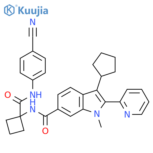 1H-Indole-6-carboxamide,N-[1-[[(4-cyanophenyl)amino]carbonyl]cyclobutyl]-3-cyclopentyl-1-methyl-2-(2-pyridinyl)- structure