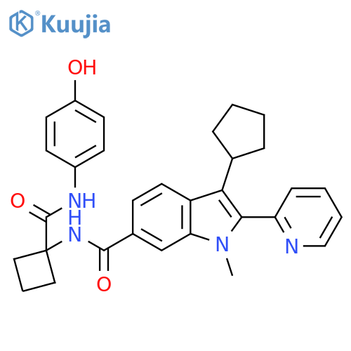 1H-Indole-6-carboxamide,3-cyclopentyl-N-[1-[[(4-hydroxyphenyl)amino]carbonyl]cyclobutyl]-1-methyl-2-(2-pyridinyl)- structure