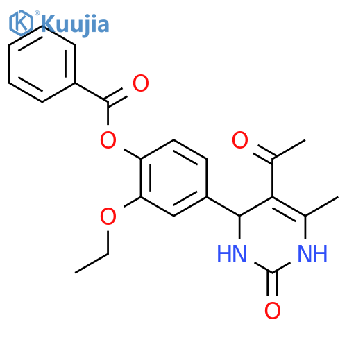 <br>4-(5-acetyl-6-methyl-2-oxo-1,2,3,4-tetrahydro-4-pyrimidinyl)-2-ethoxyphenyl  benzoate structure