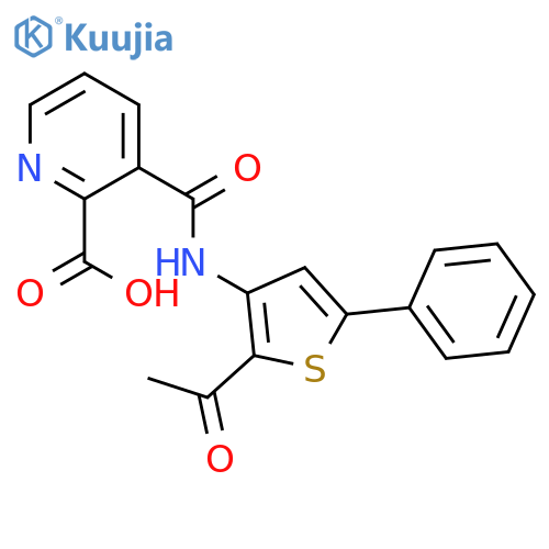 2-Pyridinecarboxylic acid,3-[[(2-acetyl-5-phenyl-3-thienyl)amino]carbonyl]- structure