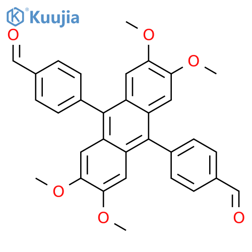 Benzaldehyde, 4,4'-(2,3,6,7-tetramethoxy-9,10-anthracenediyl)bis- structure