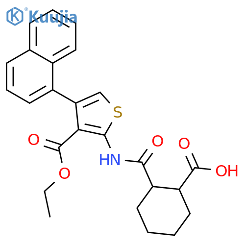 <br>2-({[3-(ethoxycarbonyl)-4-(1-naphthyl)thien-2-yl]amino}carbonyl)cyclohexane carboxylic acid structure