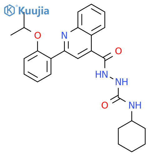 <br>N-cyclohexyl-2-({2-[2-(propan-2-yloxy)phenyl]quinolin-4-yl}carbonyl)hydrazi necarboxamide structure
