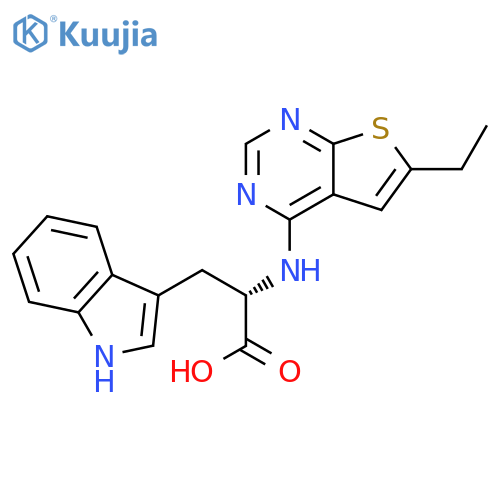 2-({6-ethylthieno2,3-dpyrimidin-4-yl}amino)-3-(1H-indol-3-yl)propanoic acid structure