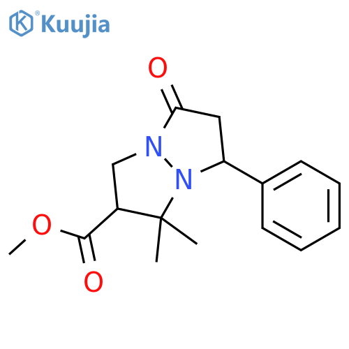 1H,5H-Pyrazolo[1,2-a]pyrazole-2-carboxylic acid,tetrahydro-1,1-dimethyl-5-oxo-7-phenyl-, methyl ester structure