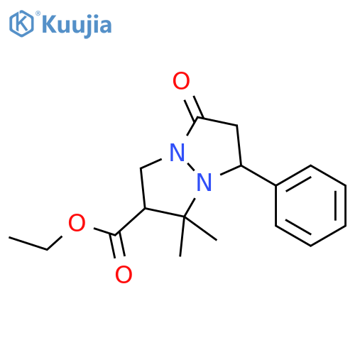 1H,5H-Pyrazolo[1,2-a]pyrazole-2-carboxylic acid,tetrahydro-1,1-dimethyl-5-oxo-7-phenyl-, ethyl ester structure