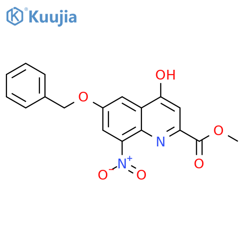 2-Quinolinecarboxylic acid, 4-hydroxy-8-nitro-6-(phenylmethoxy)-,methyl ester structure