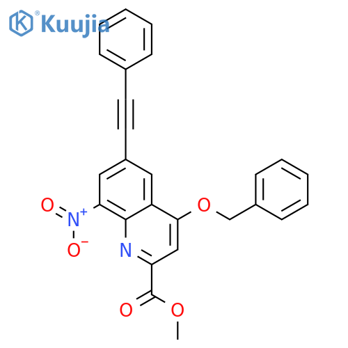 2-Quinolinecarboxylic acid,8-nitro-6-(phenylethynyl)-4-(phenylmethoxy)-, methyl ester structure
