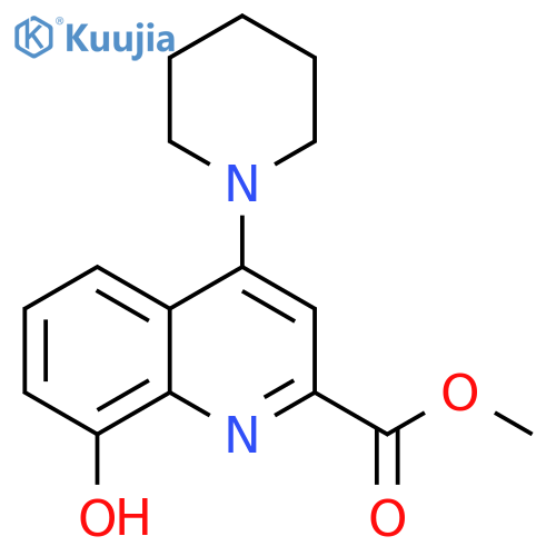 2-Quinolinecarboxylic acid, 8-hydroxy-4-(1-piperidinyl)-, methyl ester structure