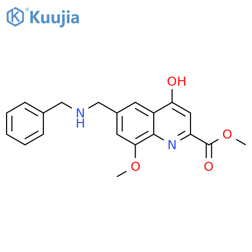 2-Quinolinecarboxylic acid,4-hydroxy-8-methoxy-6-[[(phenylmethyl)amino]methyl]-, methyl ester structure