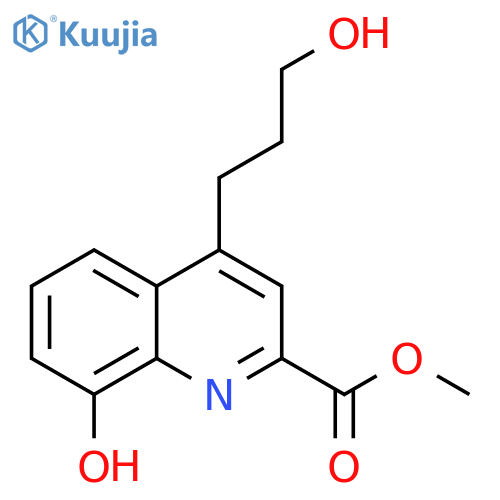 2-Quinolinecarboxylic acid, 8-hydroxy-4-(3-hydroxypropyl)-, methyl ester structure