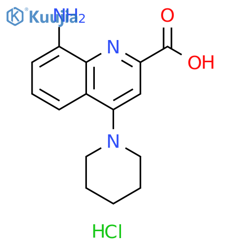 2-Quinolinecarboxylic acid, 8-amino-4-(1-piperidinyl)-, hydrochloride structure