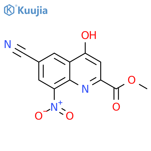 2-Quinolinecarboxylic acid, 6-cyano-4-hydroxy-8-nitro-, methyl ester structure
