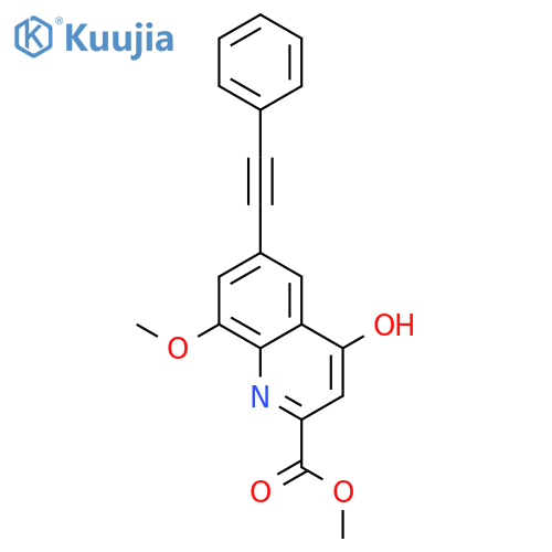 2-Quinolinecarboxylic acid, 4-hydroxy-8-methoxy-6-(phenylethynyl)-,methyl ester structure