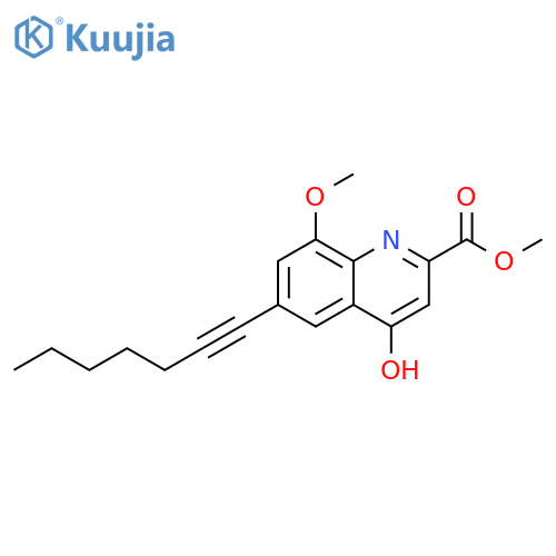 2-Quinolinecarboxylic acid, 6-(1-heptynyl)-4-hydroxy-8-methoxy-, methylester structure