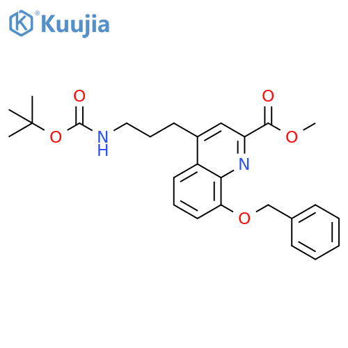 2-Quinolinecarboxylic acid,4-[3-[[(1,1-dimethylethoxy)carbonyl]amino]propyl]-8-(phenylmethoxy)-,methyl ester structure