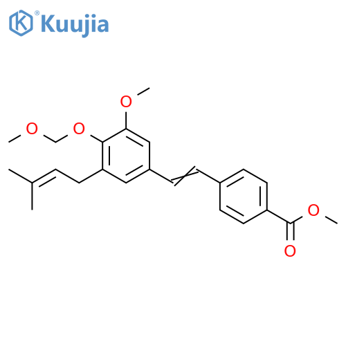 Benzoic acid,4-[2-[3-methoxy-4-(methoxymethoxy)-5-(3-methyl-2-butenyl)phenyl]ethenyl]-, methyl ester structure