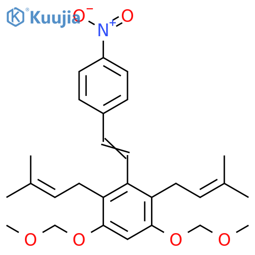 Benzene,1,5-bis(methoxymethoxy)-2,4-bis(3-methyl-2-butenyl)-3-[2-(4-nitrophenyl)ethenyl]- structure