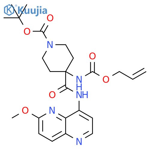 1-Piperidinecarboxylic acid,4-[[(6-methoxy-1,5-naphthyridin-4-yl)amino]carbonyl]-4-[[(2-propenyloxy)carbonyl]amino]-, 1,1-dimethylethyl ester structure