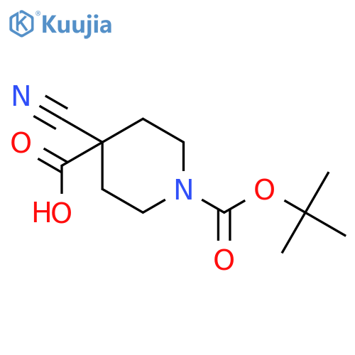 1-(Tert-Butoxycarbonyl)-4-cyanopiperidine-4-carboxylic acid structure