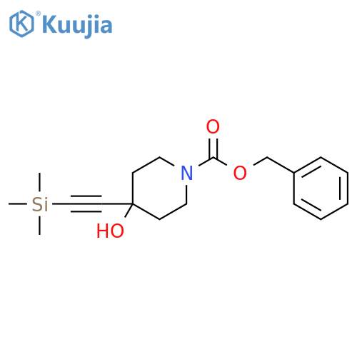 1-Piperidinecarboxylic acid, 4-hydroxy-4-[(trimethylsilyl)ethynyl]-,phenylmethyl ester structure