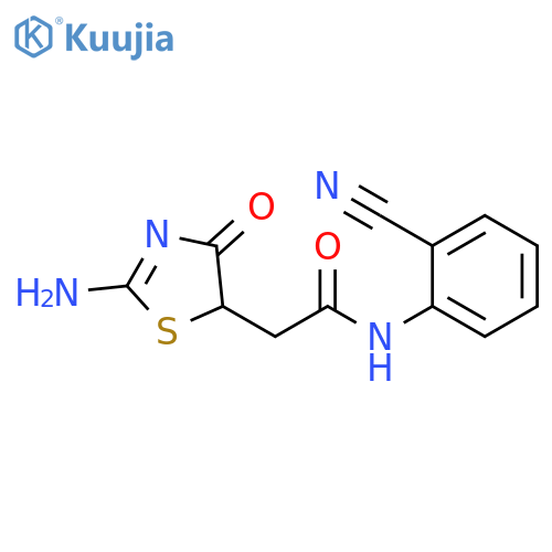N-(2-cyanophenyl)-2-(2-imino-4-oxo-1,3-thiazolidin-5-yl)acetamide structure