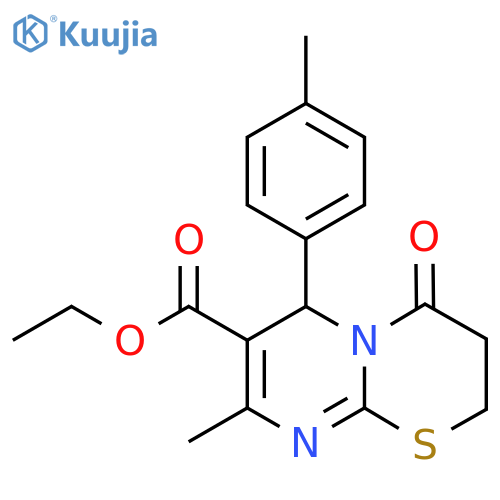 ethyl 8-methyl-6-(4-methylphenyl)-4-oxo-2H,3H,4H,6H-pyrimido2,1-b1,3thiazine-7-carboxylate structure