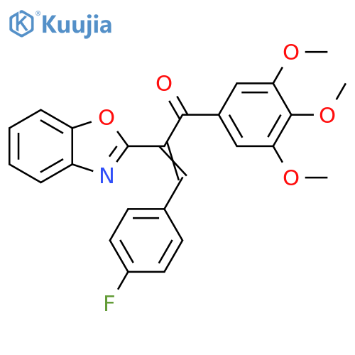 (2E)-2-(1,3-benzoxazol-2-yl)-3-(4-fluorophenyl)-1-(3,4,5-trimethoxyphenyl)prop-2-en-1-one structure