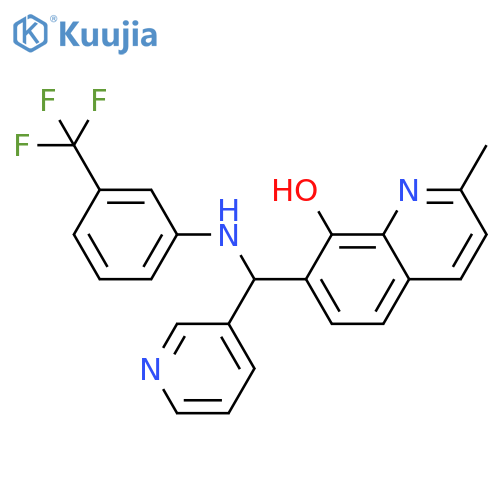 2-methyl-7-(pyridin-3-yl)({3-(trifluoromethyl)phenylamino})methylquinolin-8-ol structure