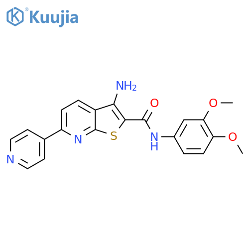 3-amino-N-(3,4-dimethoxyphenyl)-6-pyridin-4-ylthieno[2,3-b]pyridine-2-carboxamide structure