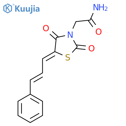 2-(5Z)-2,4-dioxo-5-(2E)-3-phenylprop-2-en-1-ylidene-1,3-thiazolidin-3-ylacetamide structure
