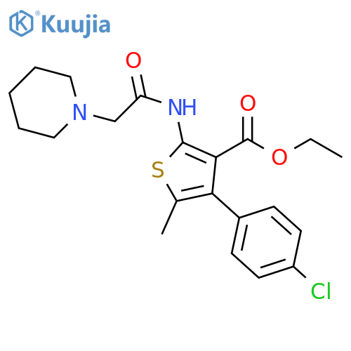 ethyl 4-(4-chlorophenyl)-5-methyl-2-2-(piperidin-1-yl)acetamidothiophene-3-carboxylate structure