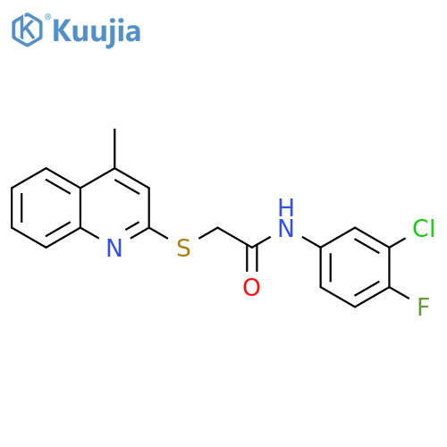 N-(3-chloro-4-fluorophenyl)-2-(4-methylquinolin-2-yl)sulfanylacetamide structure