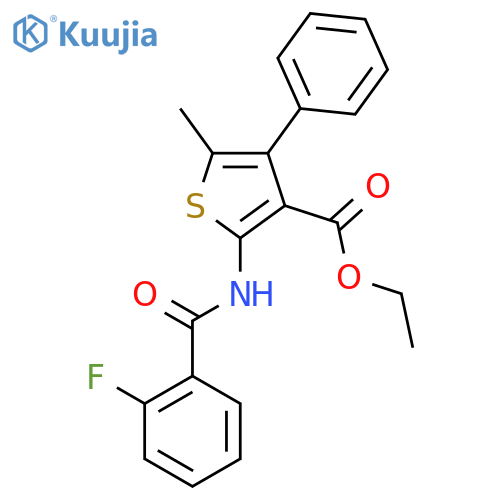 Ethyl 2-(2-fluorobenzamido)-5-methyl-4-phenylthiophene-3-carboxylate structure