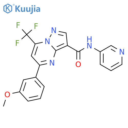 <br>5-(3-Methoxy-phenyl)-7-trifluoromethyl-pyrazolo[1,5-a]pyrimidine-3-carboxyl ic acid pyridin-3-ylamide structure