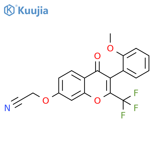 2-{3-(2-methoxyphenyl)-4-oxo-2-(trifluoromethyl)-4H-chromen-7-yloxy}acetonitrile structure
